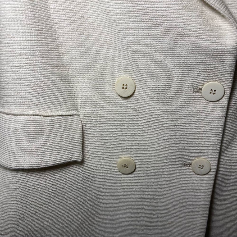 Zara women's cream double breasted above knee ribbed crinkle blazer in size S - Picture 4 of 8